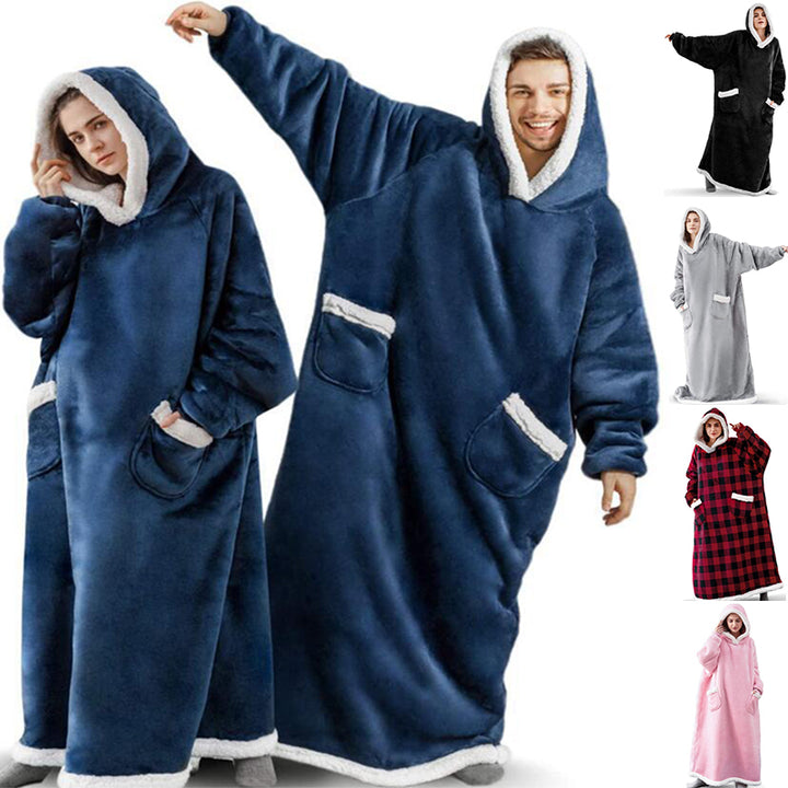 Filt med ärmar och huva – mjuk oversize hoodie med fickor