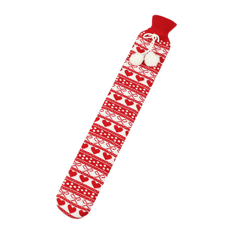Söt värmeflaska 2 liter med mjukt fleece och magbälte