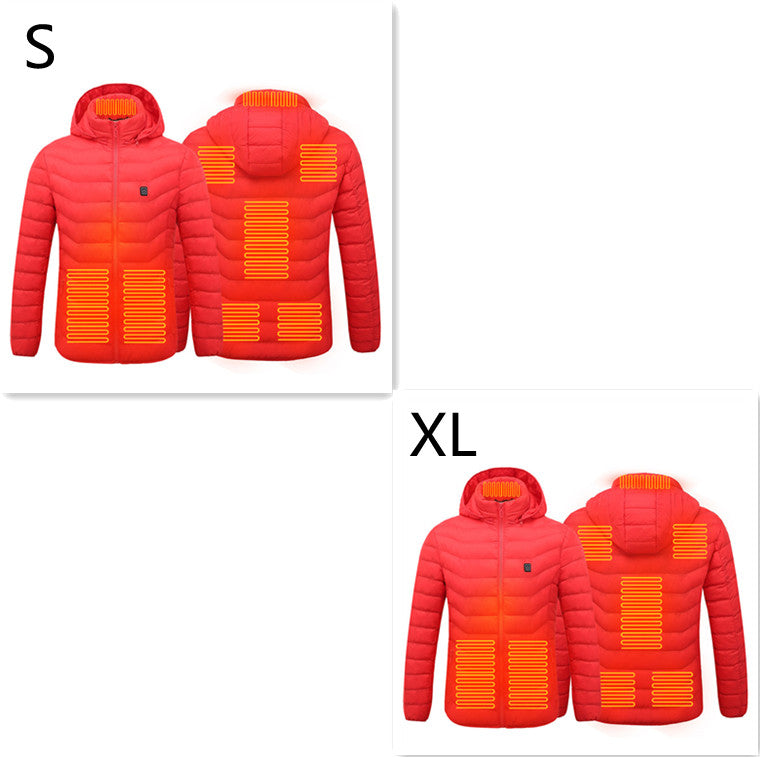 Värmejacka med åtta zoner i 2-pack, avtagbar huva och dragkedja