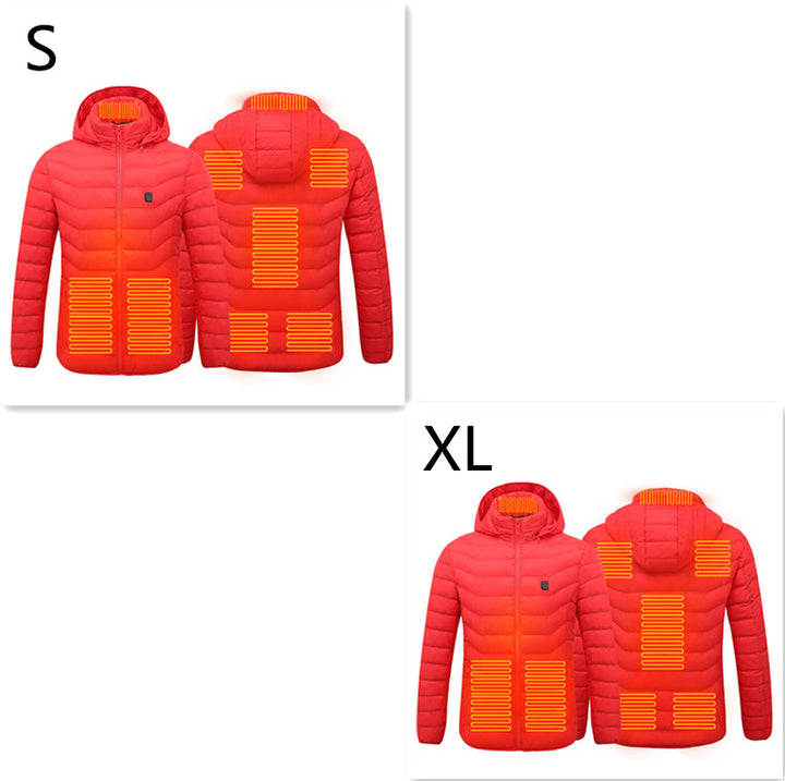 Värmejacka med åtta zoner i 2-pack, avtagbar huva och dragkedja