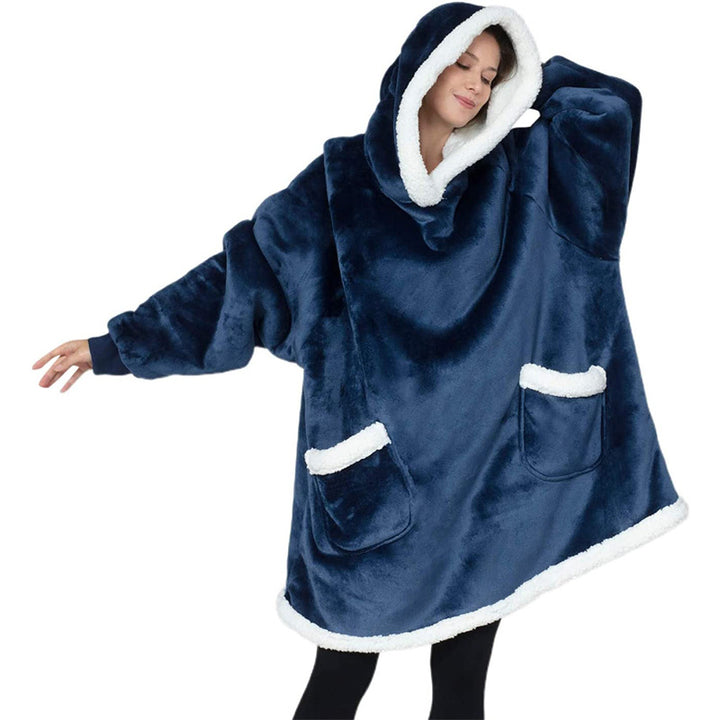 Filt med ärmar och huva – mjuk oversize hoodie med fickor