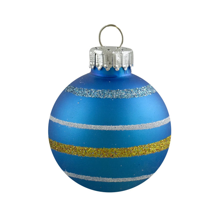 Tio färgglada julgranskulor i glas
