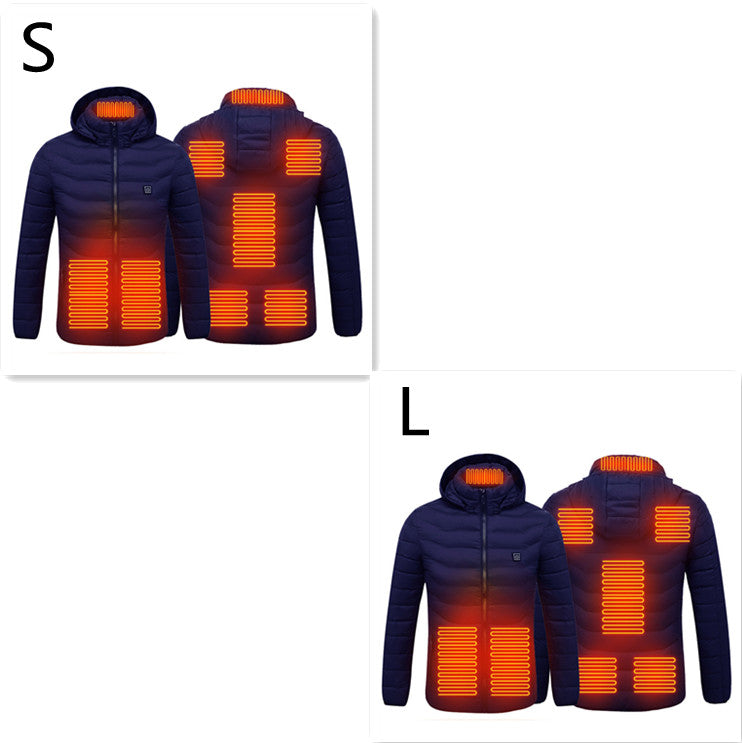 Värmejacka med åtta zoner i 2-pack, avtagbar huva och dragkedja