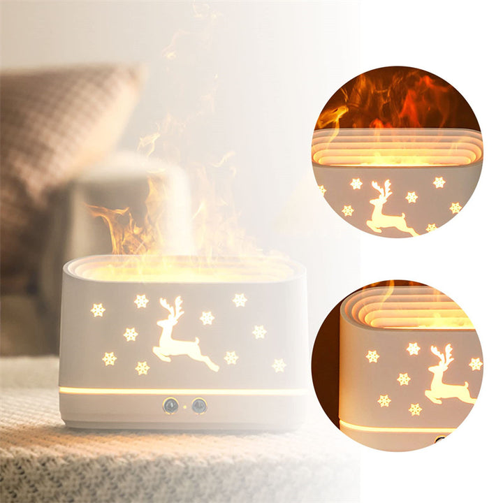 Flamdiffuser med älg – luftfuktare med realistisk flamma