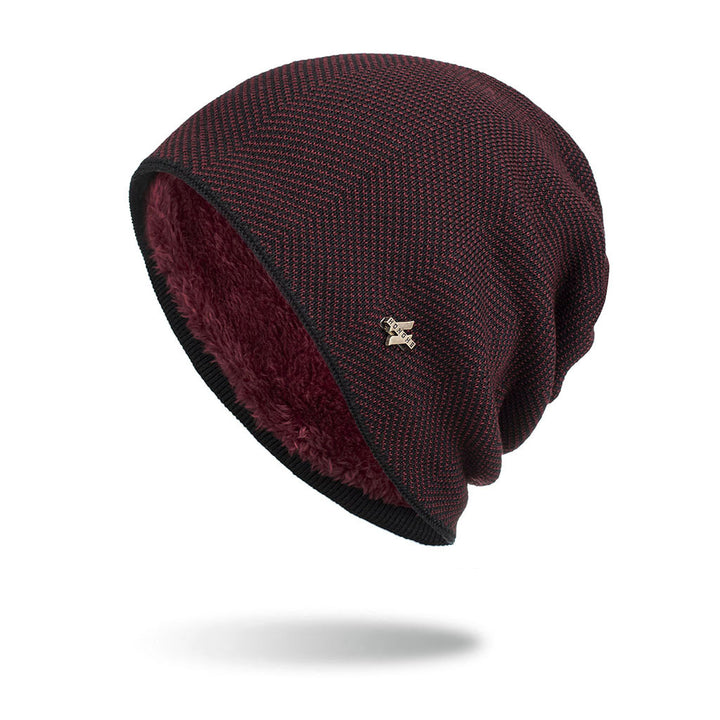 Stickad slouchmössa med plyschfoder