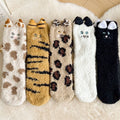 Fleecesockor med kattöron i tigermönster