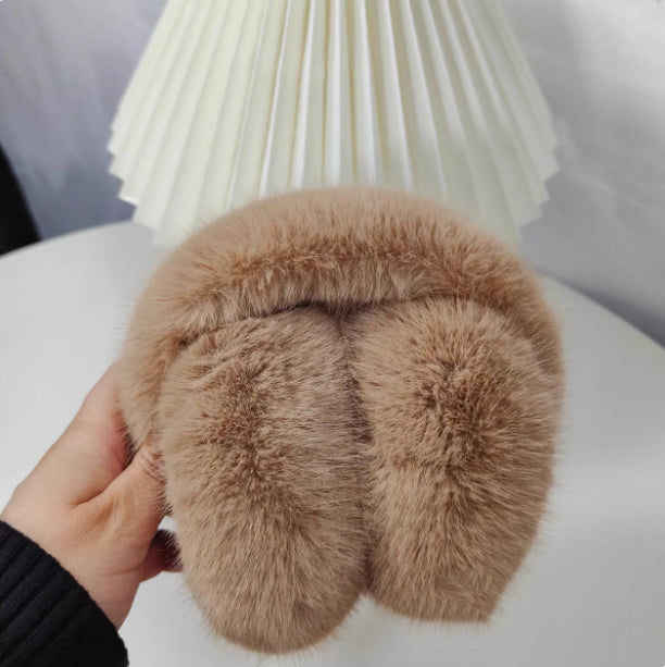 Värmekällan Fluffiga hopfällbara öronmuffar i fuskpäls
