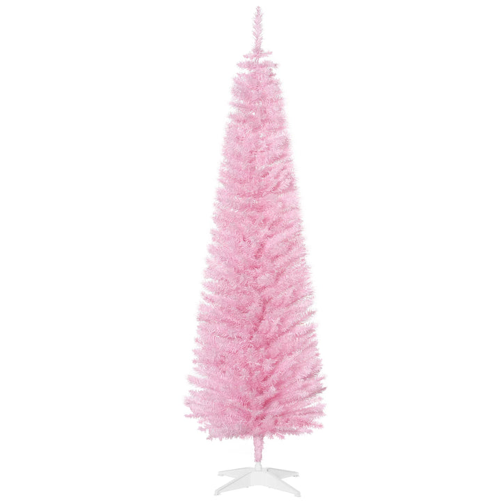Rosa smal julgran utan belysning