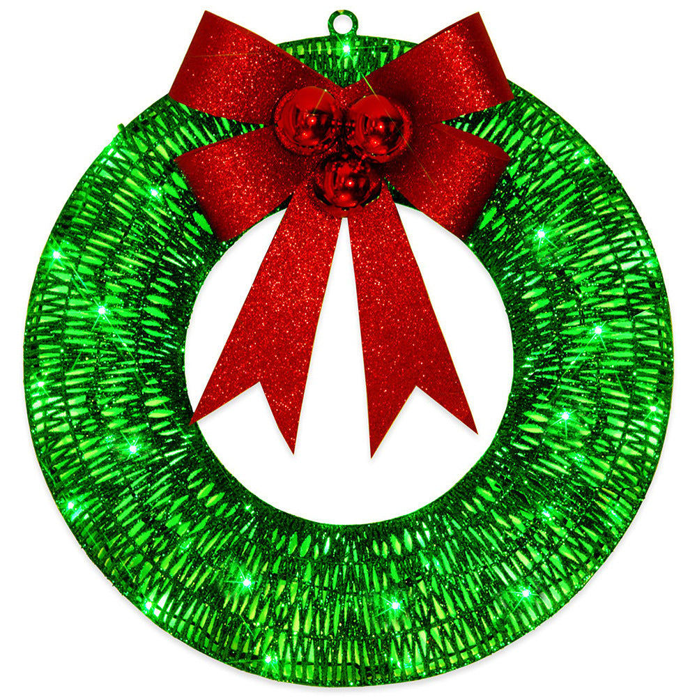 Julkrans med LED-belysning och stor rosett – 50 cm, timer