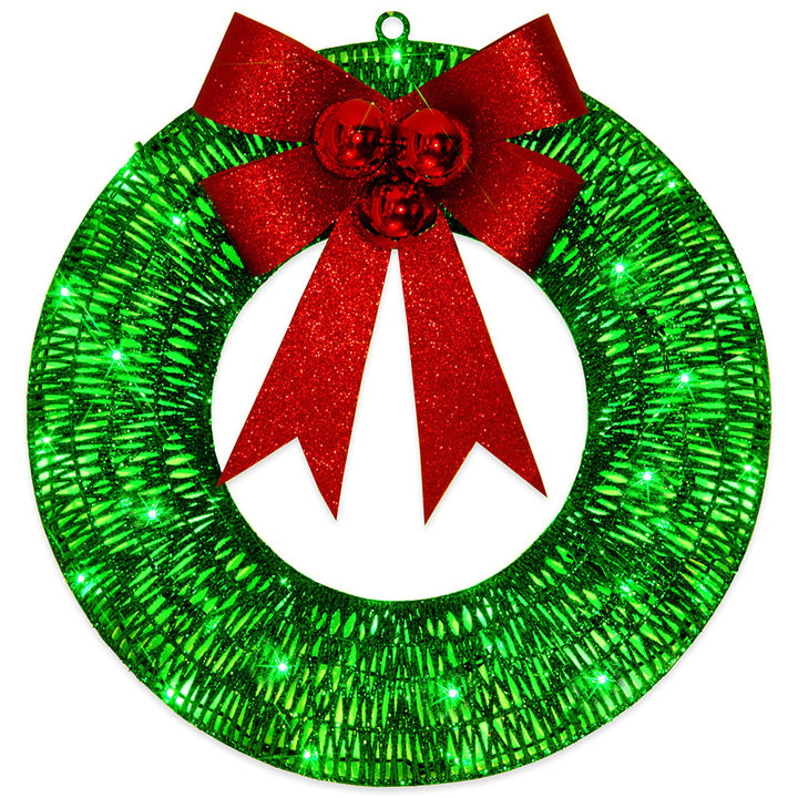Julkrans med LED-belysning och stor rosett – 50 cm, timer