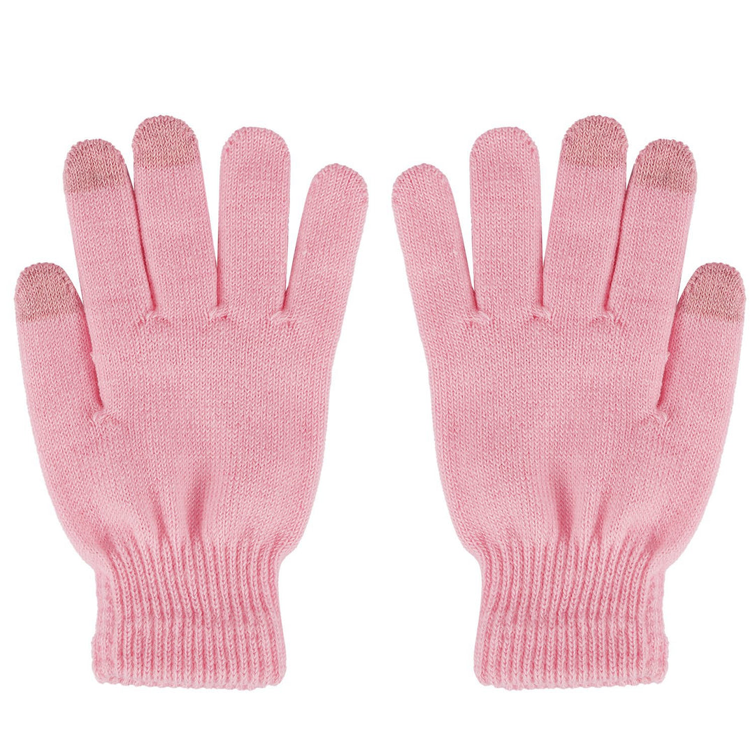Grå stickade handskar med touchfingrar