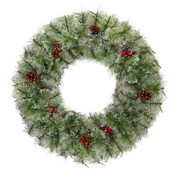 Värmekällan Julkrans med belysning, två kransar med bär och kottar