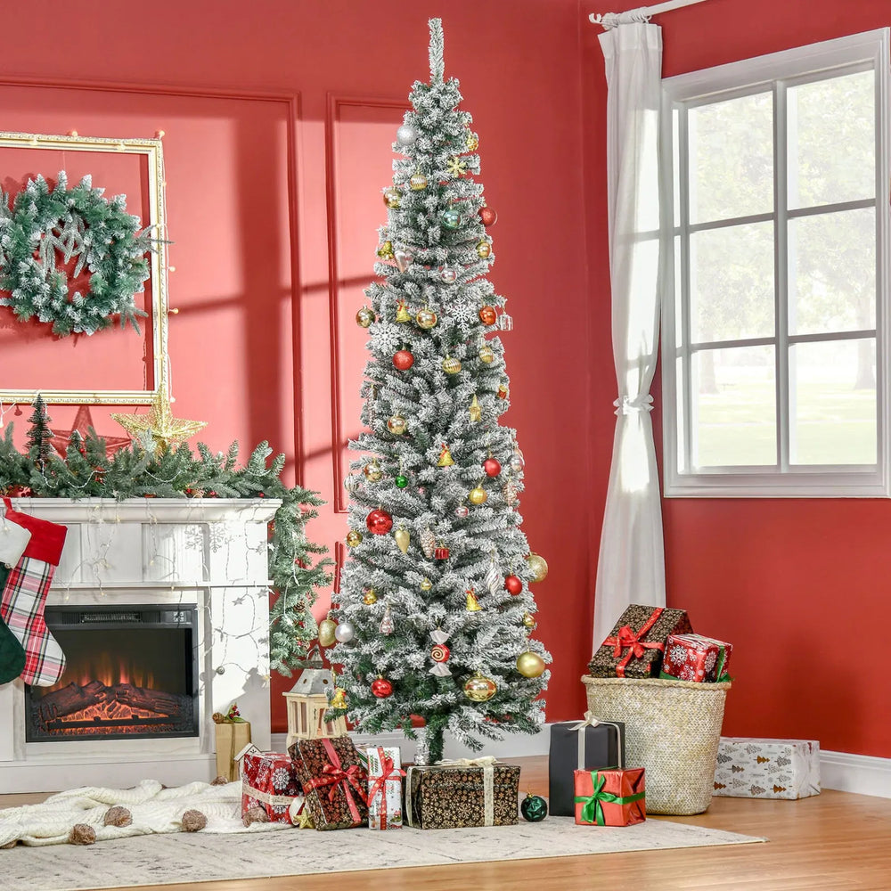 Smal snöig julgran 228 cm