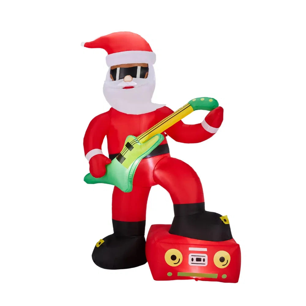 Uppblåsbar tomte med elgitarr och solglasögon