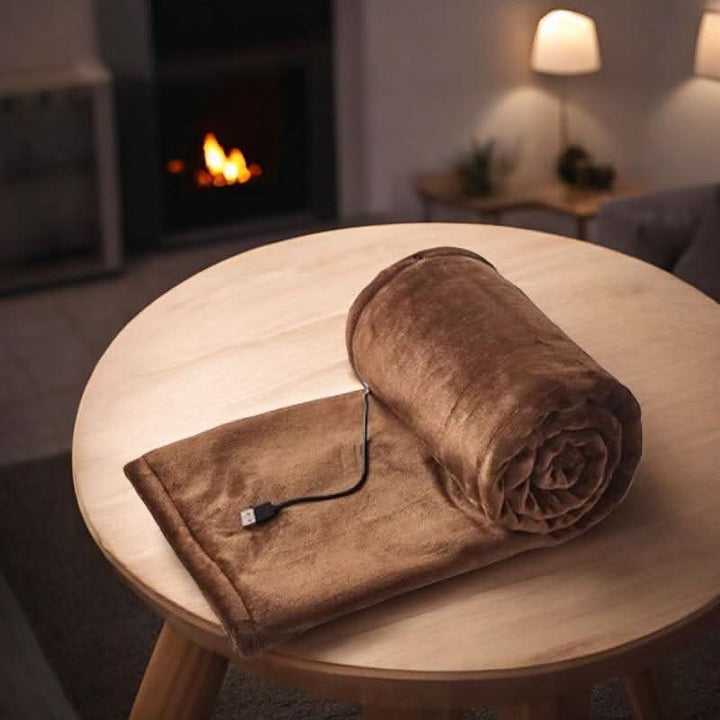 Värmekällan™ Bärbar USB-värmefilt i flanell med tre värmelägen