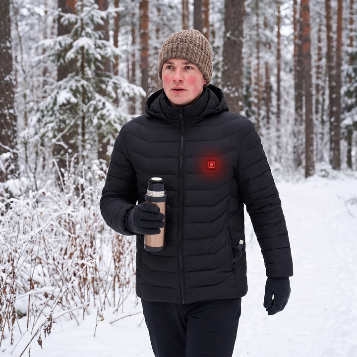 Värmekällan™ Uppvärmd unisexjacka med 9 värmezoner och avtagbar huva
