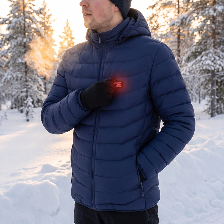 Värmekällan™ Uppvärmd unisexjacka med 9 värmezoner och avtagbar huva