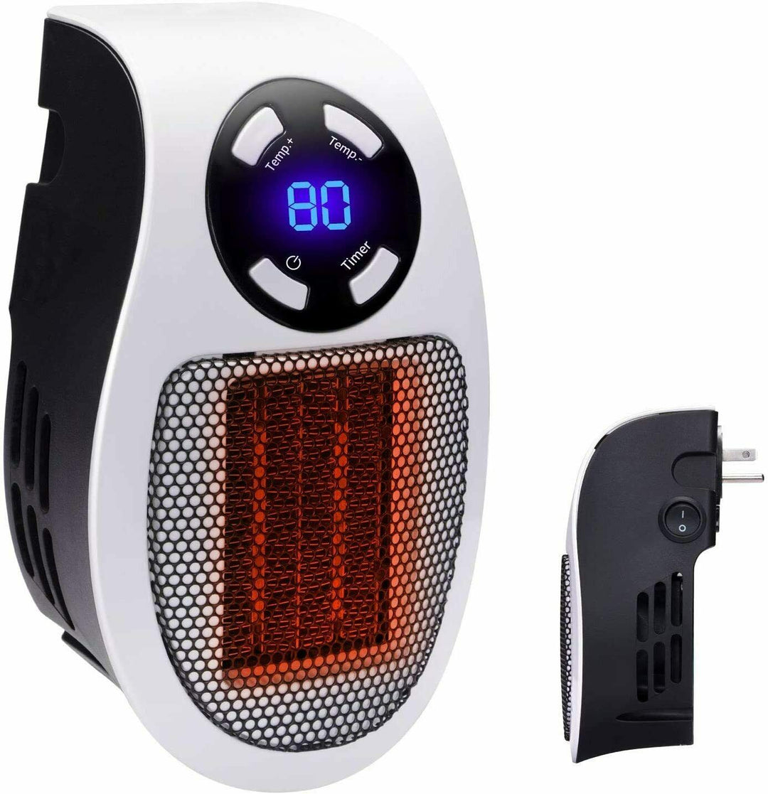 Värmekällan™ Mini-värmare för vägguttag med fjärrkontroll och timer
