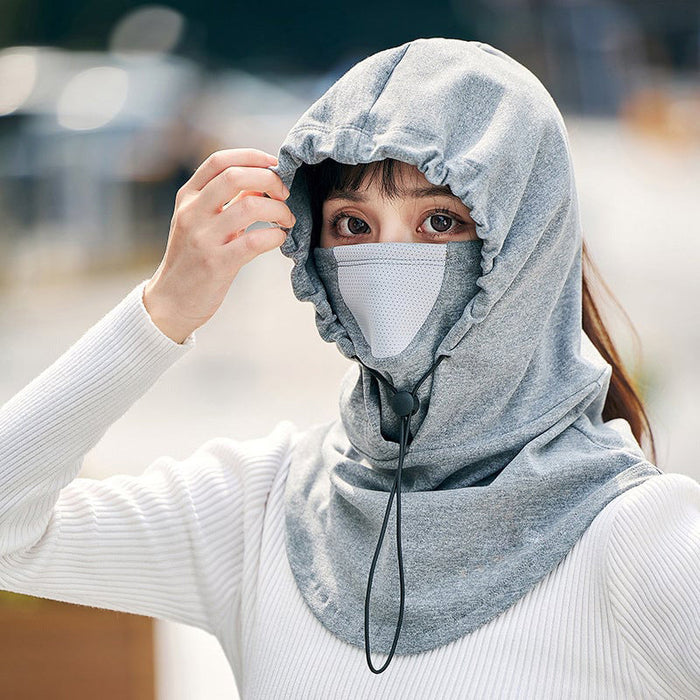 Värmekällan™ Vindtät ansiktsmask med huva och halsvärmare för cykling