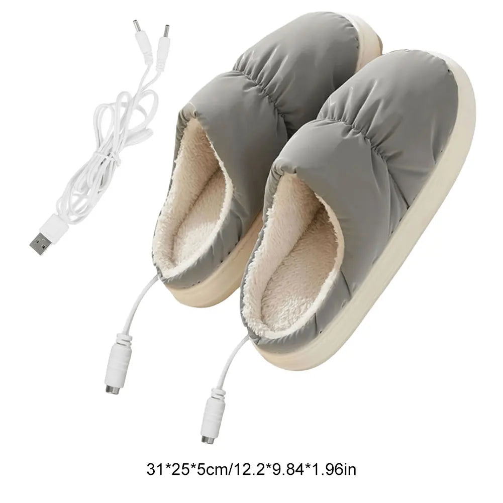 Värmekällan™ USB-uppvärmda tofflor i mjuk plysch